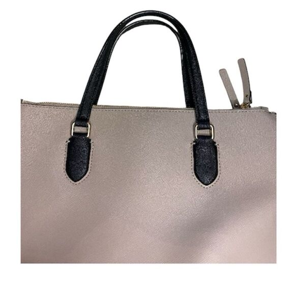 Kate Spade Leighann Saffiano Leather Satchel Almond Black - Picture 13 of 13